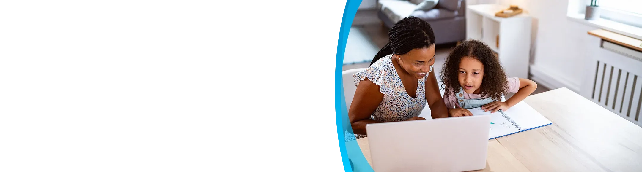mother and daughter working on school work